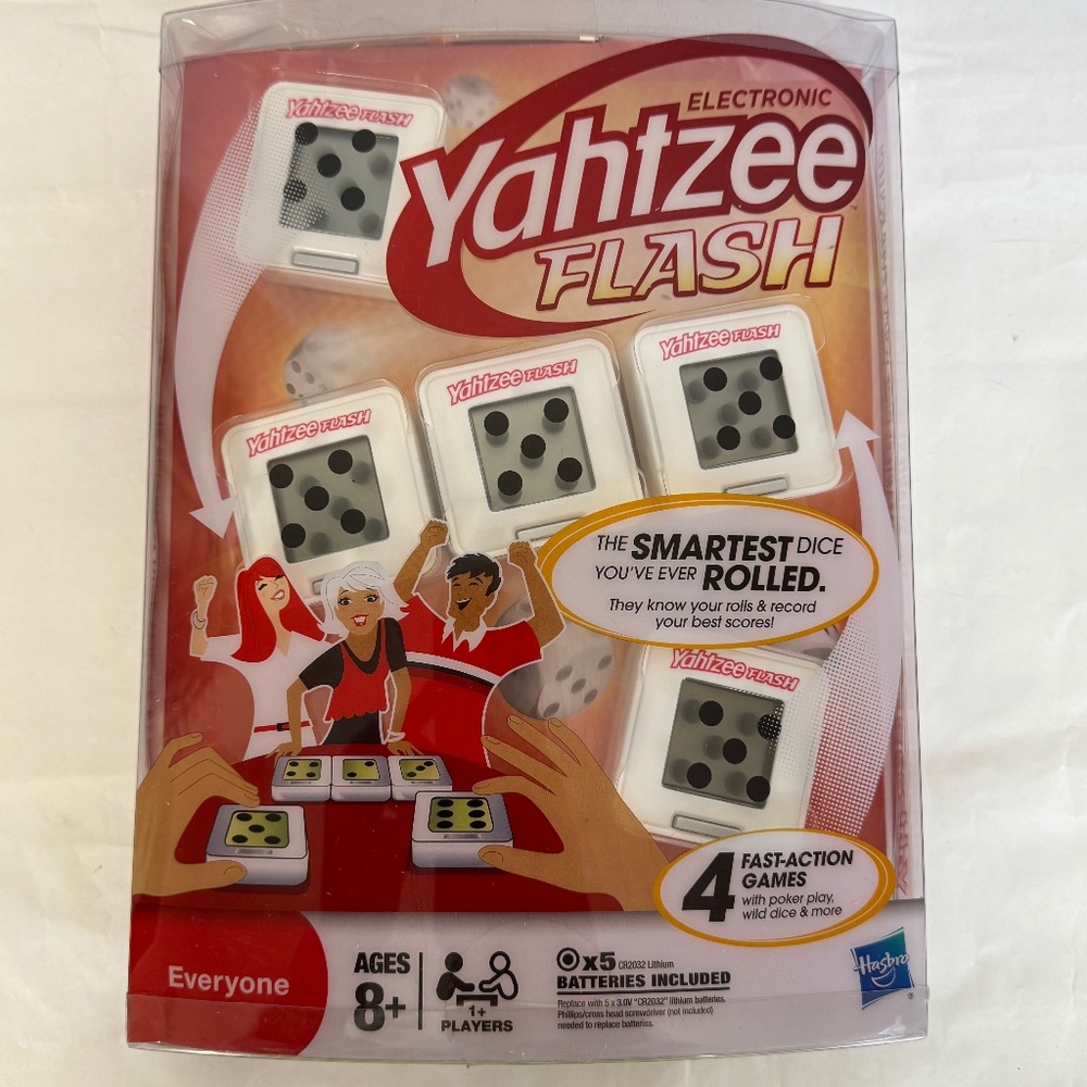 Hasbro Electronic Yahtzee Flash 4 Fast Action Games Poker Play Wild Dice 2011